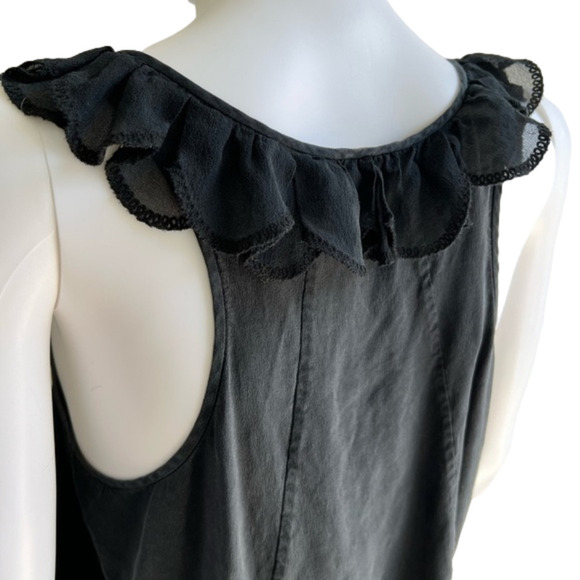 WILFRED | 100% Silk Black Ruffle Sleeve Blousy Tank - Picture 4 of 5